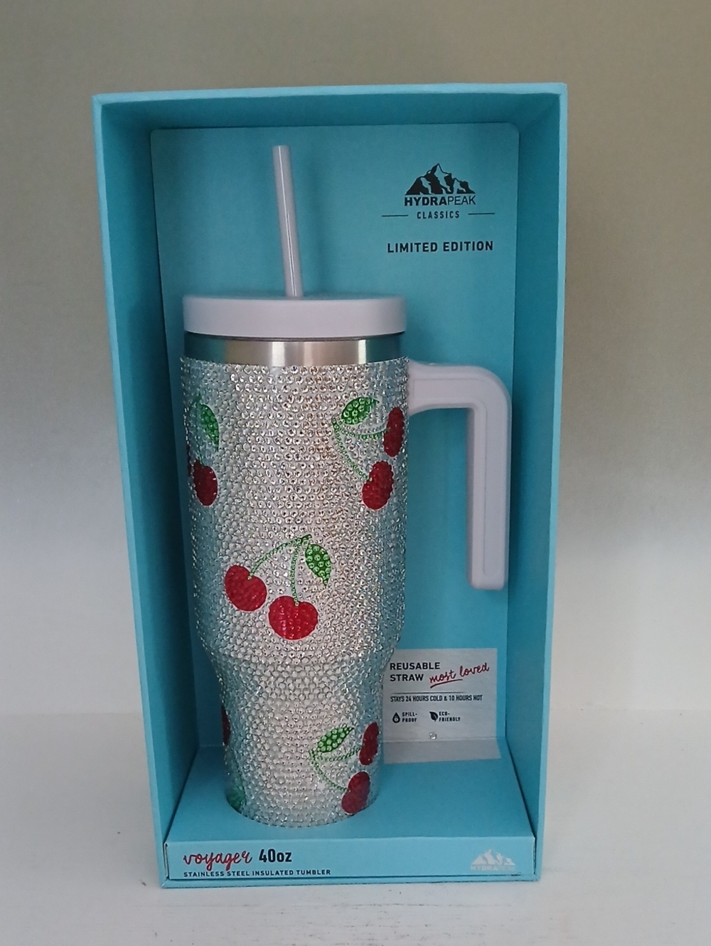 HydraPeak Limited Edition Silver Cherry Insulated Mug - 40oz